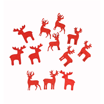 Rensdyr og elg i rød filt – 12 stk.